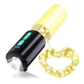 1Pc 4 In 1 Rechargeable Camping String Light IP44 Waterproof Camping Lantern With 33Ft String Light 7 Light Modes Emergency Power Bank Carry Bag For I