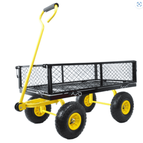 Steel Cart With Swivel Handle And Detachable Sides (Color: Black)