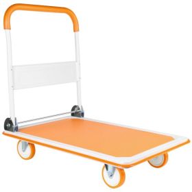 Foldable 660 Lb Capacity Heavy Duty Mobile Platform Cart (Option: White and orange)