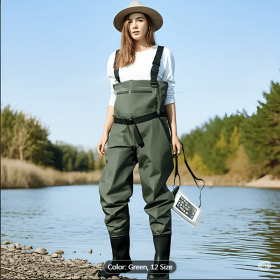 Fishing Waders For Men & Women, Waterproof 2-Ply Nylon PVC Chest Wader With Boots For Outdoor (Option: M4W6)