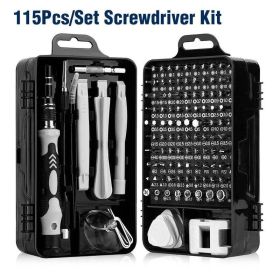 Professional Grade 115 In 1 Magnetic Screwdriver Kit (Color: Black)
