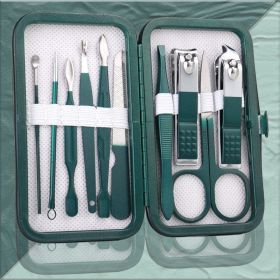 Nail Clippers Set with Case (Option: Emerald Green 10pc)