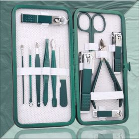 Nail Clippers Set with Case (Option: Emerald Green 12pc)
