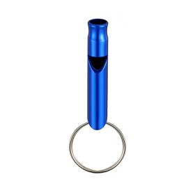 1pc Aluminum Whistle With Keychain (Color: Blue)