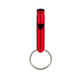 1pc Aluminum Whistle With Keychain (Color: Red)