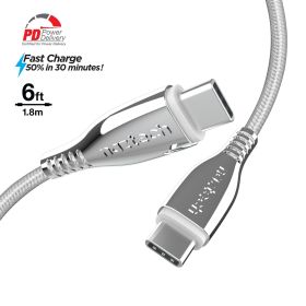 Naztech Titanium USB-C to USB-C Braided Cable 6ft (Color: White)